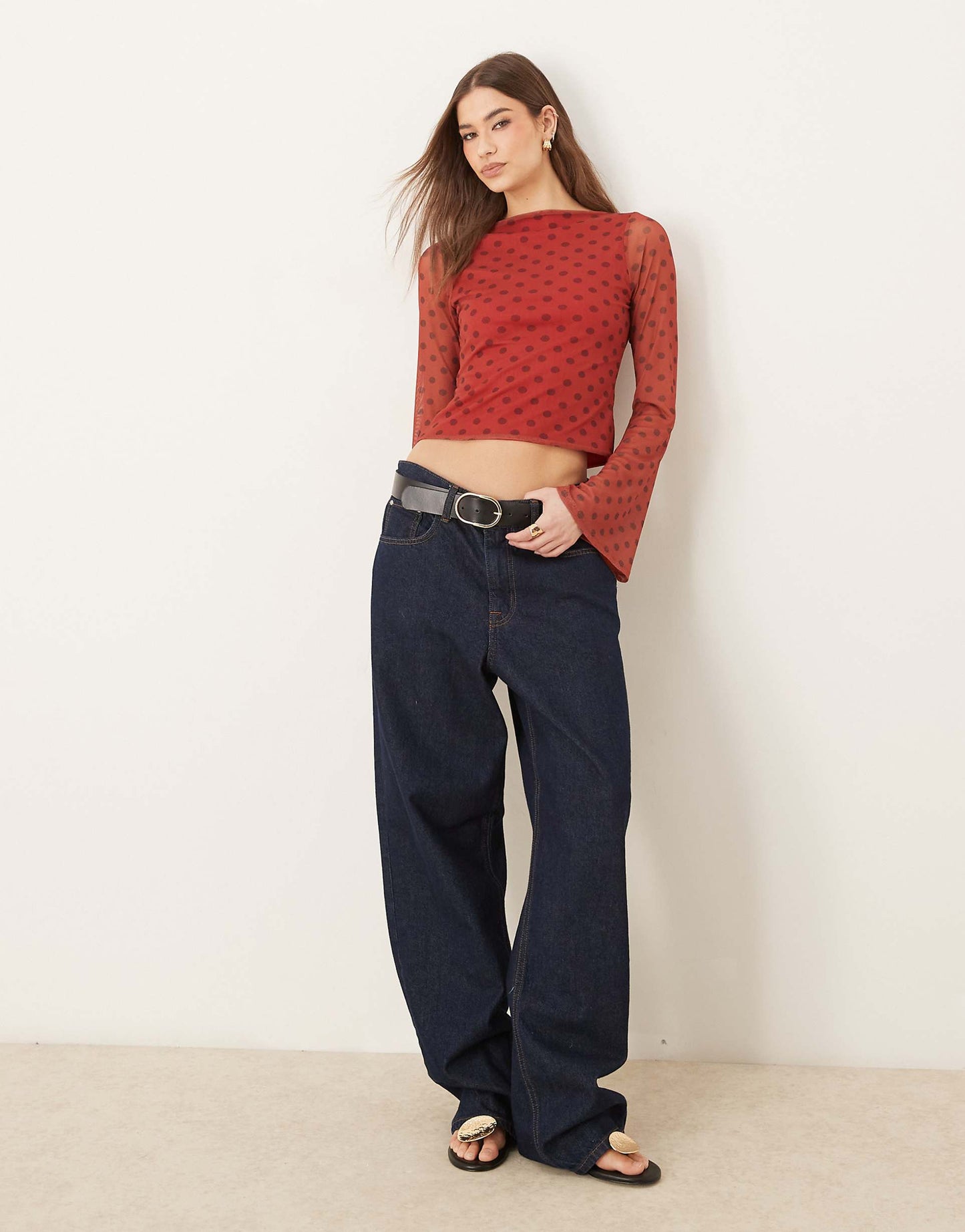 Mesh Angel Sleeve Top With Open Tie Back