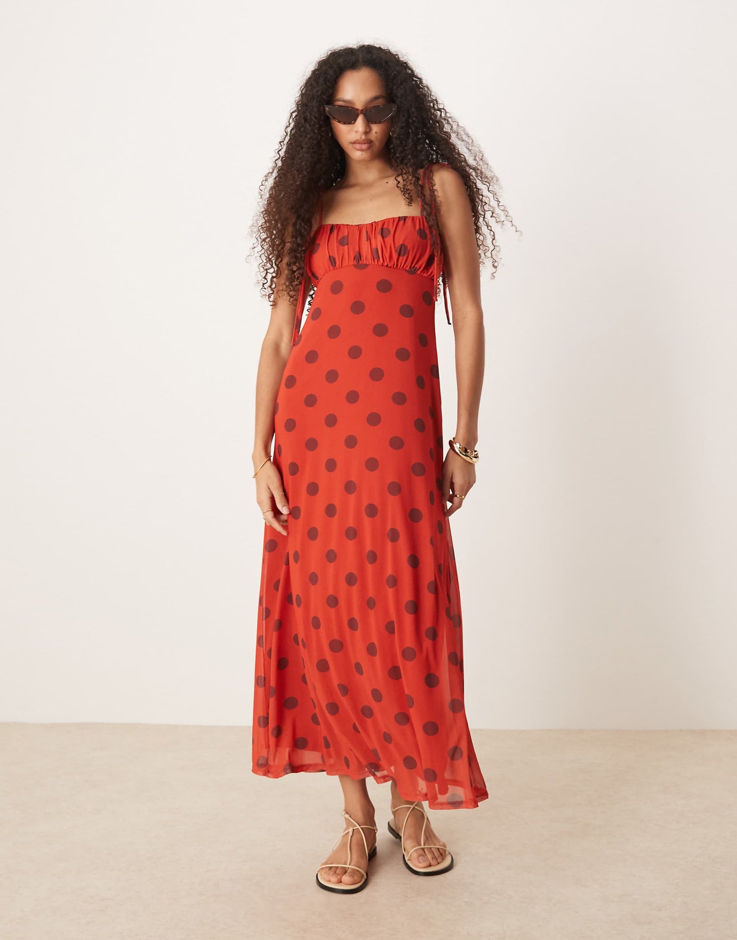 Cami Tie Strap Midi Tea Dress