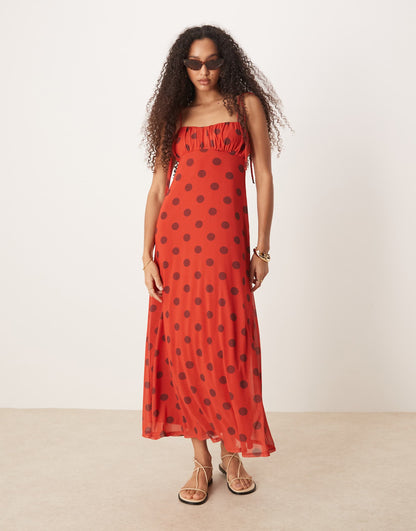 Cami Tie Strap Midi Tea Dress