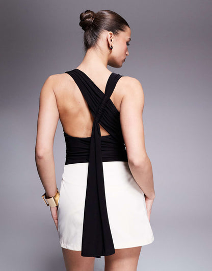 Slinky Racerneck Gathered Back Drape Detail Body
