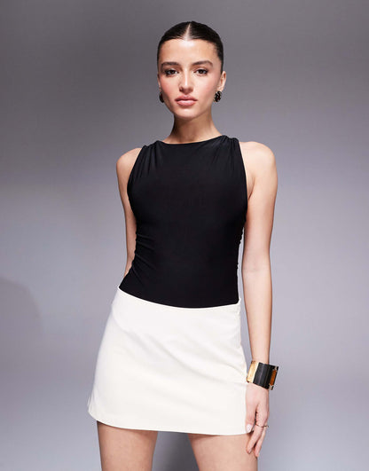 Slinky Racerneck Gathered Back Drape Detail Body