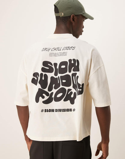 Oversize Drop Shoulder T-Shirt Withy Slow Sunday Graphic