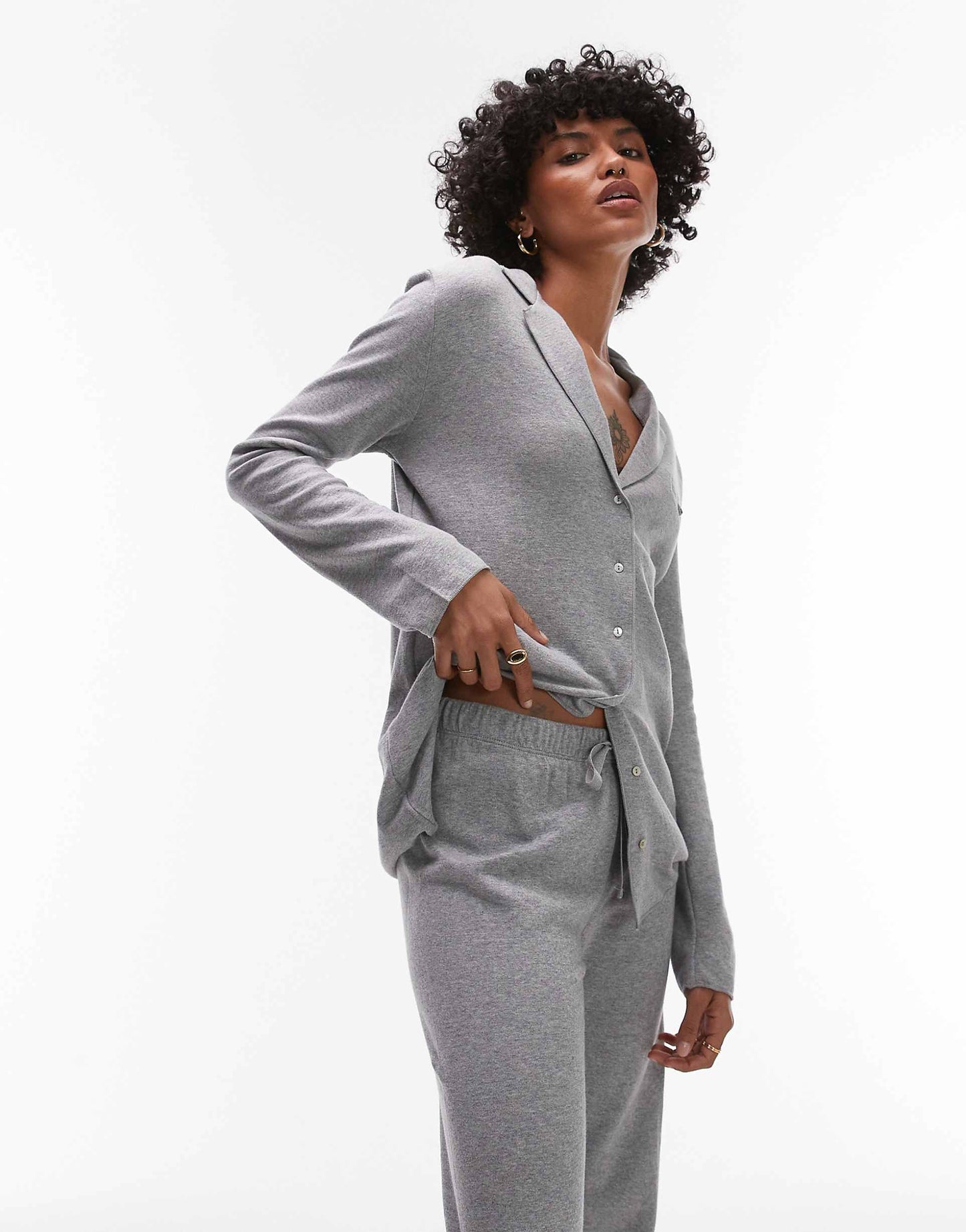 Brushed Cotton Soft Touch Pyjama Shirt Co-Ord