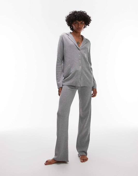 Brushed Cotton Soft Touch Wide Leg Pyjama Trouser Set