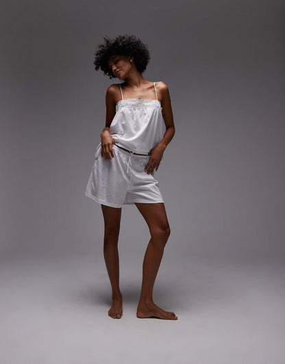 Mix & Match Cotton Pyjama Short With Lace Trim