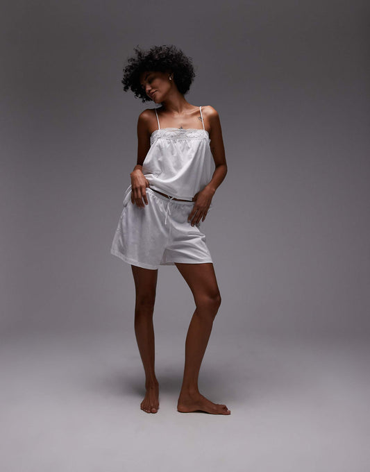 Mix & Match Cotton Pyjama Short With Lace Trim