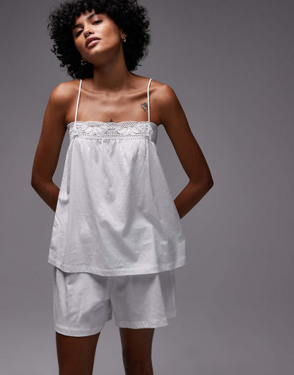 Mix & Match Cotton Pyjama Short With Lace Trim