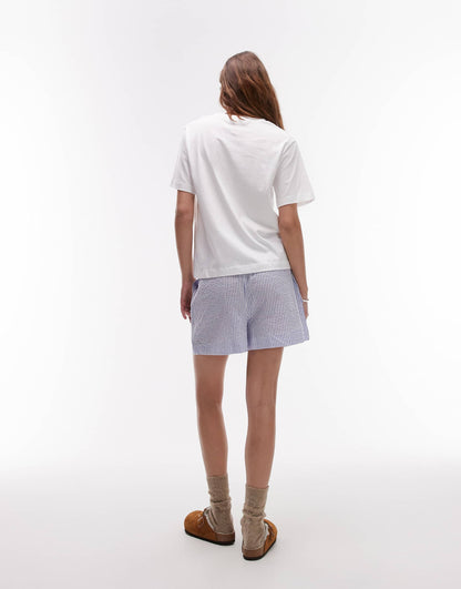 Cotton T-Shirt And  Seersucker Short Pyjama Set