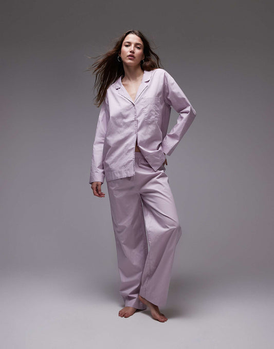 Cotton Wide Leg  Pyjama Trouser Co-Ord