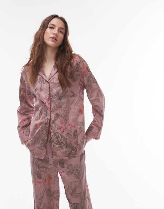 Satin Pyjama Shirt Co-Ord