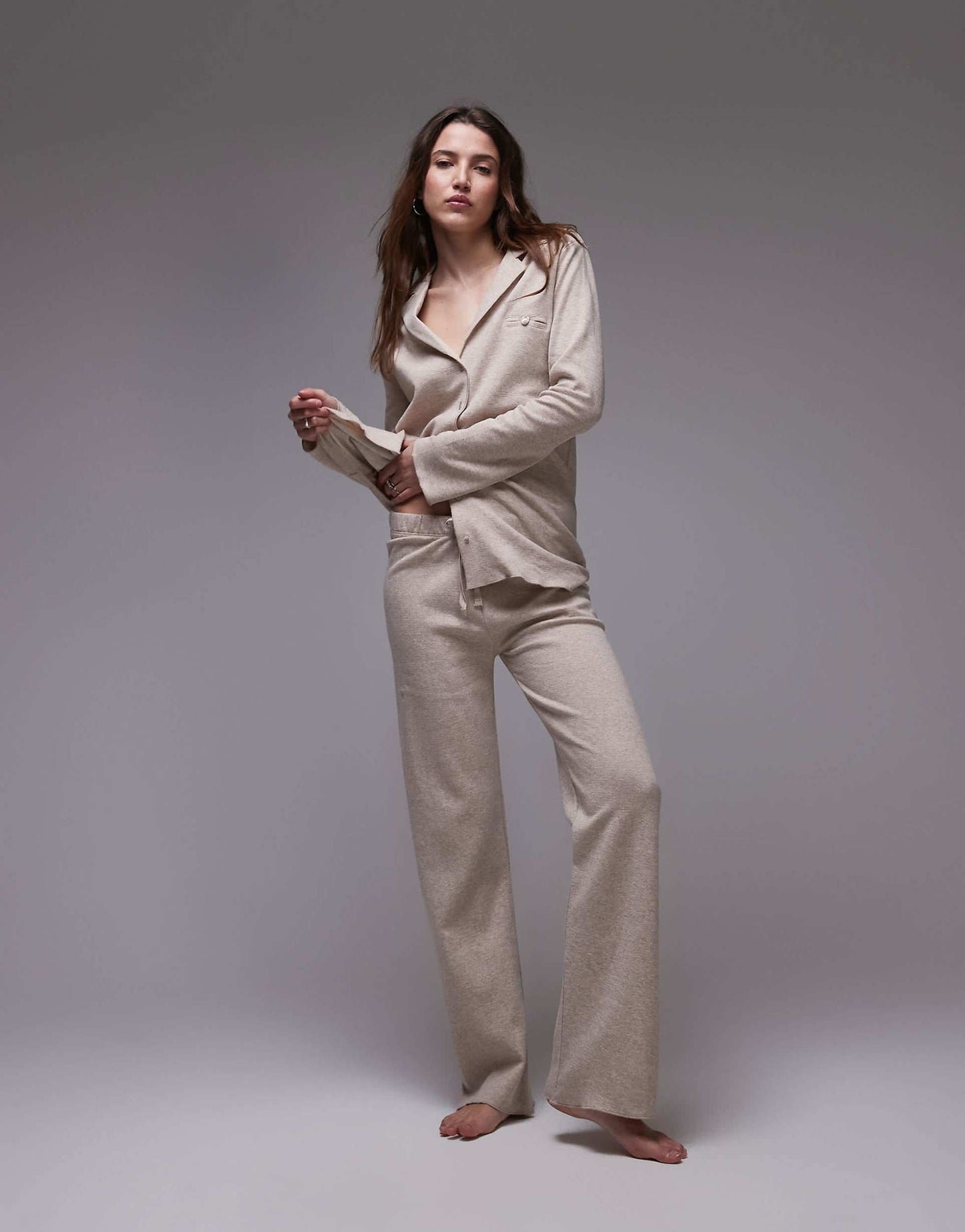 Brushed Cotton Soft Touch Wide Leg Pyjama Trouser Set