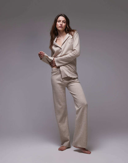 Brushed Cotton Soft Touch Wide Leg Pyjama Trouser Set