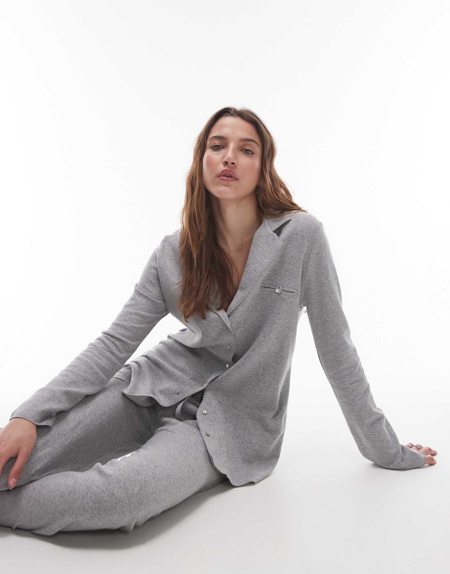 Brushed Cotton Soft Touch Wide Leg Pyjama Trouser Co-Ord