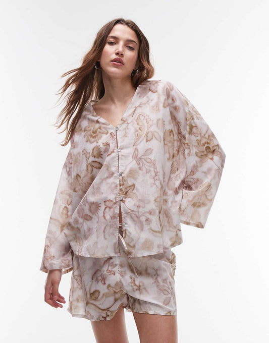 Mix And Match Cotton Pyjama Shirt And Short Co-Ord