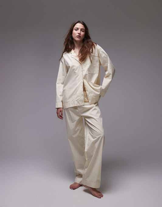 Cotton Wide Leg  Pyjama Trouser Co-Ord