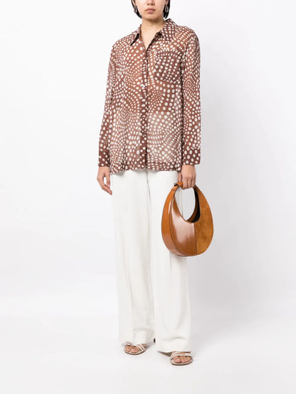Graphic-Print Semi-Sheer Shirt