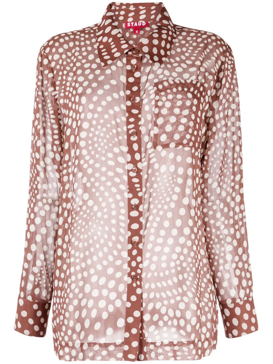 Graphic-Print Semi-Sheer Shirt
