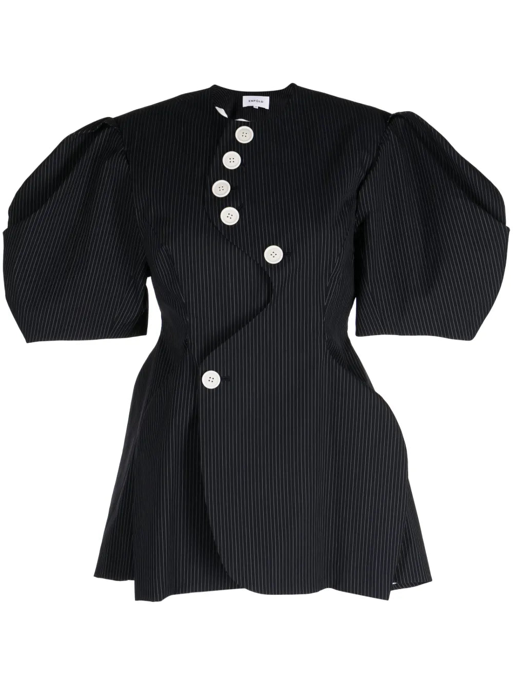 Pinstripe Short-Sleeve Blouse