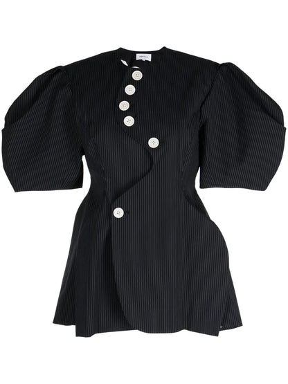 Pinstripe Short-Sleeve Blouse