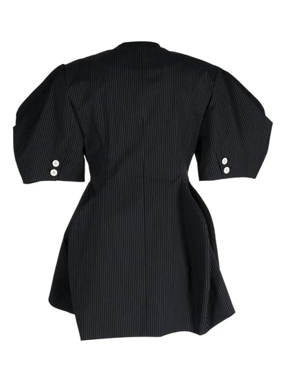 Pinstripe Short-Sleeve Blouse