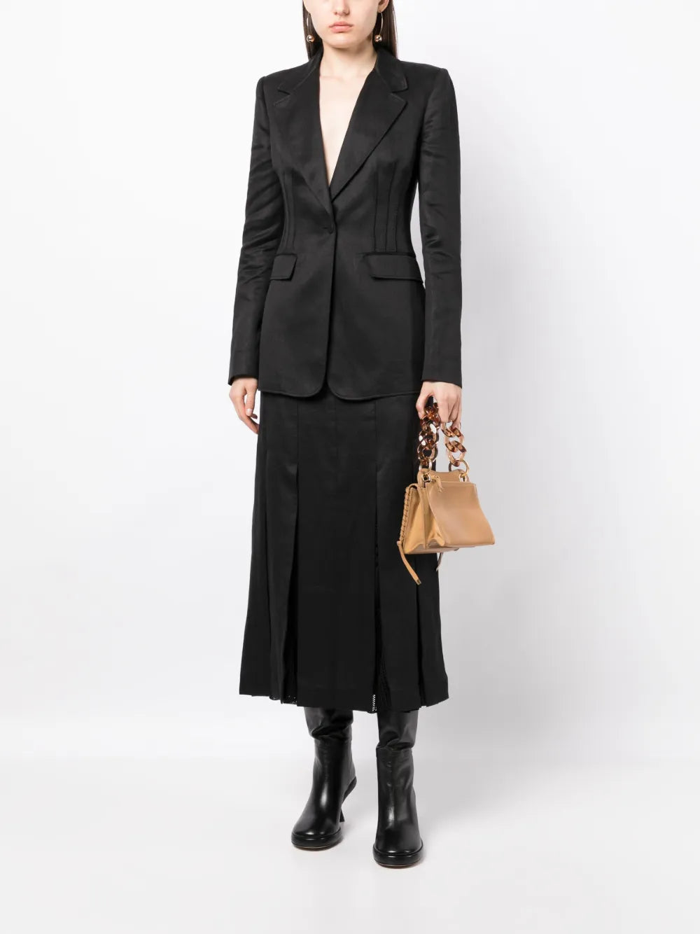 Edith Pleated Linen Skirt