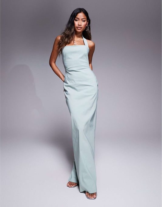 Halterneck Strap Bodycon Maxi Dress