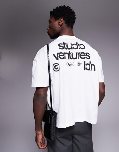 Boxy Oversized T-Shirt With Dropped Shoulder And Text Graphic