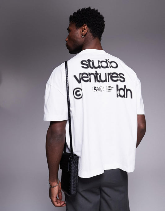 Boxy Oversized T-Shirt With Dropped Shoulder And Text Graphic