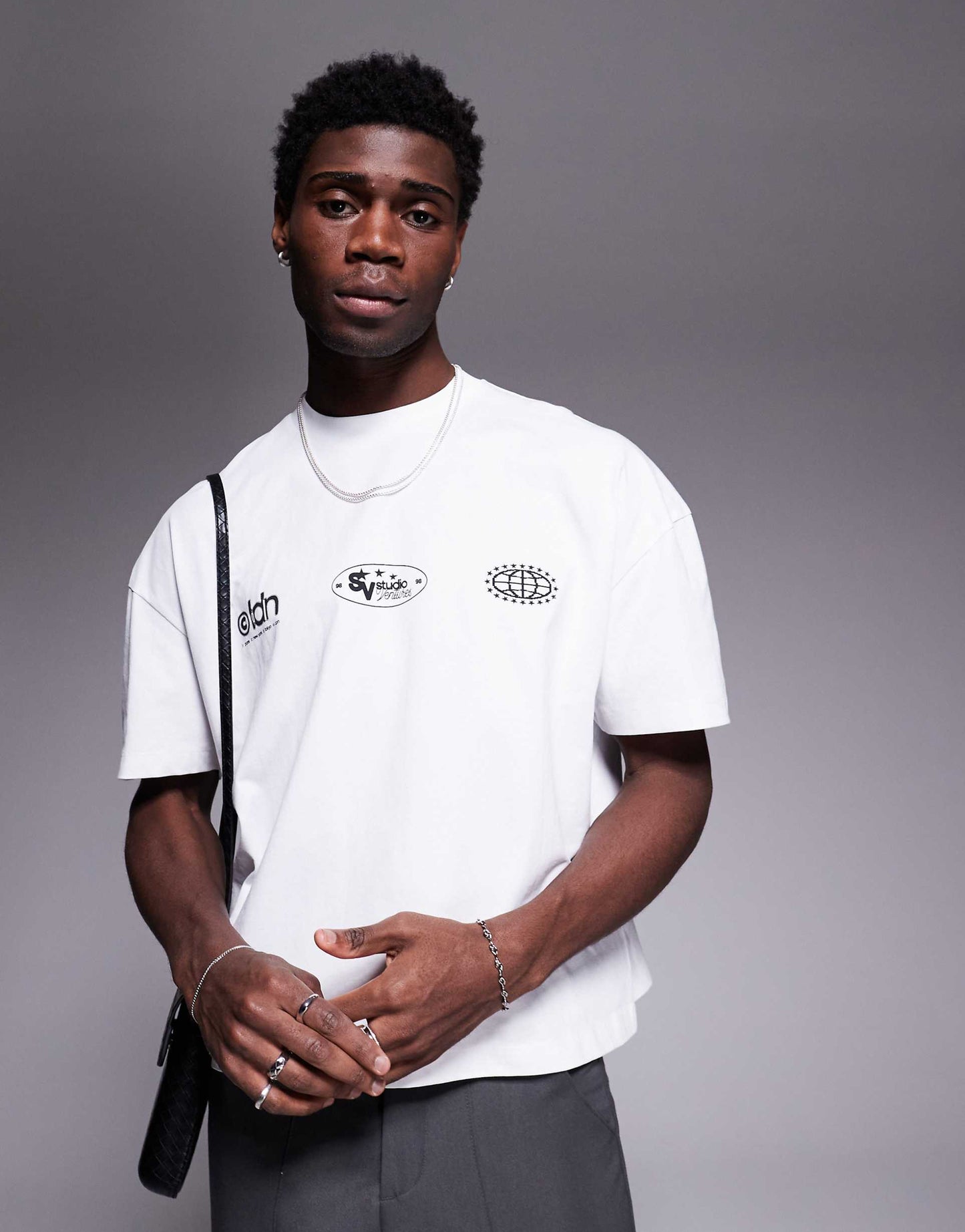 Boxy Oversized T-Shirt With Dropped Shoulder And Text Graphic