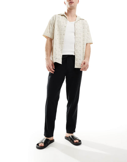 Slim Tapered Drawstring Linen Trouser