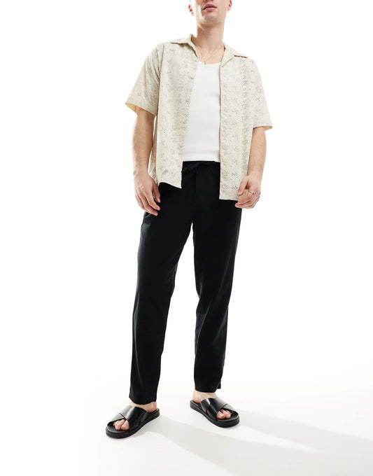 Slim Tapered Drawstring Linen Trouser