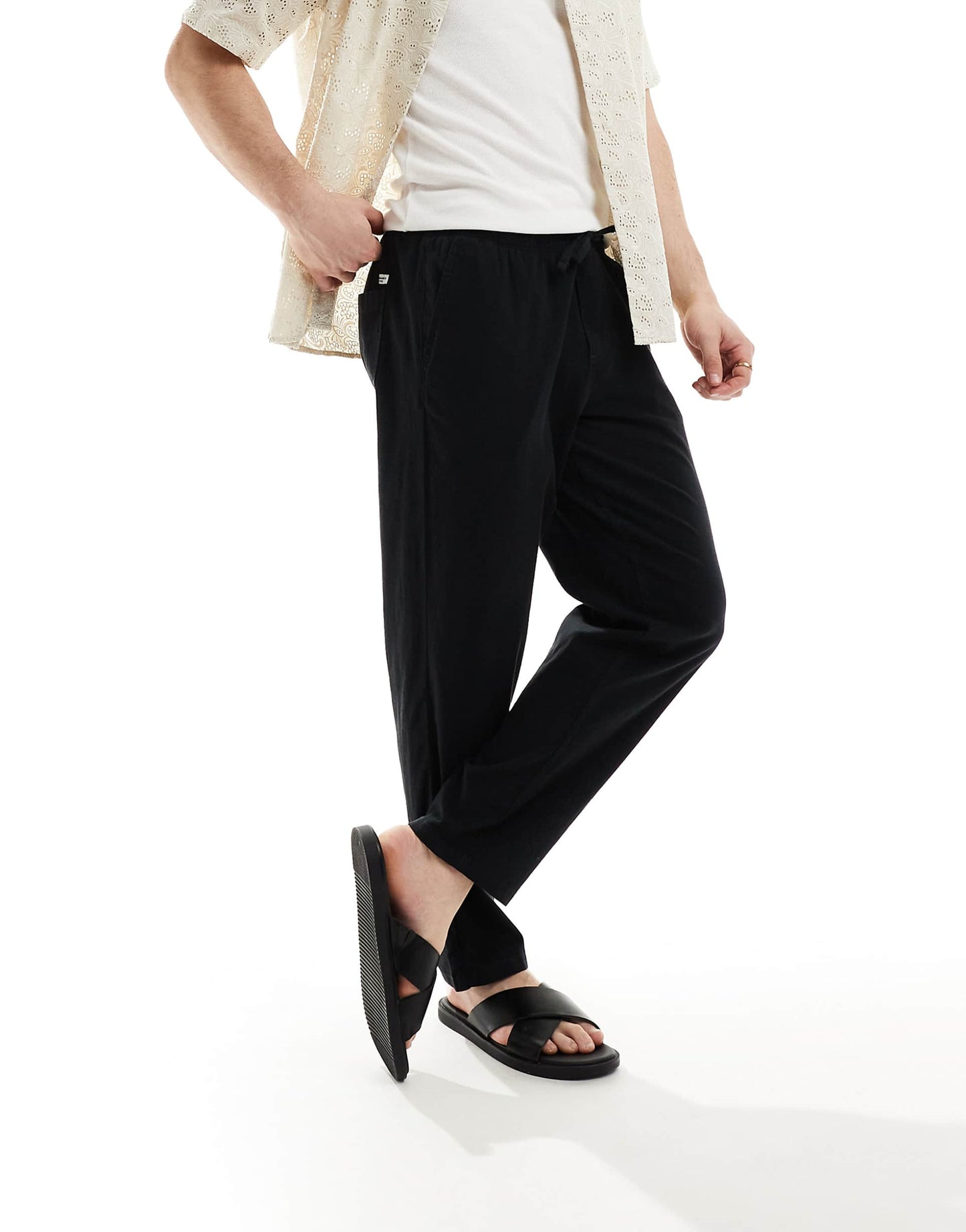 Slim Tapered Drawstring Linen Trouser