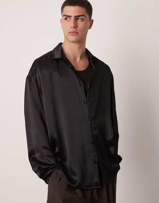 Volume Oversized Satin Shirt