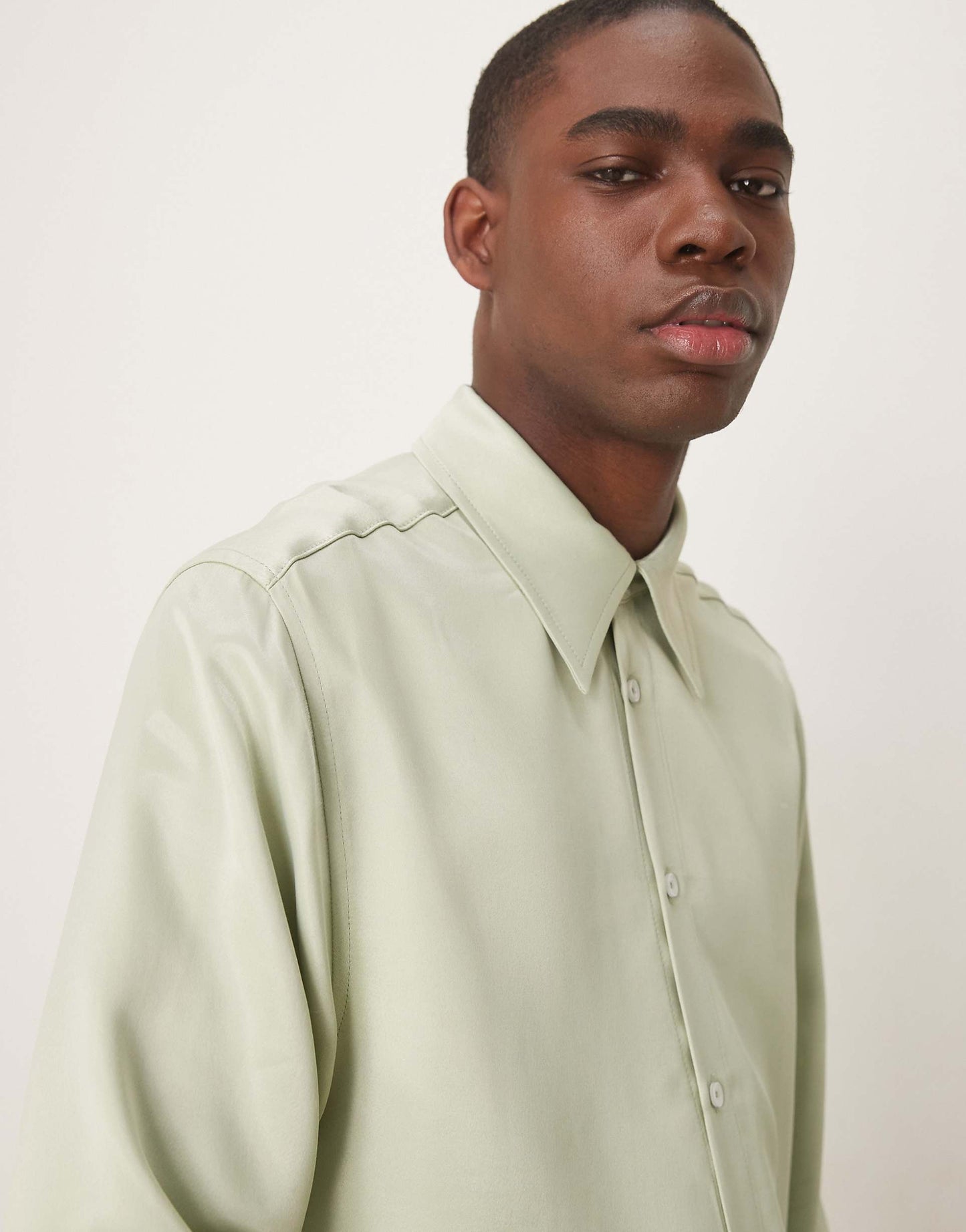 70S Collar Slim Fit Satin Shirt