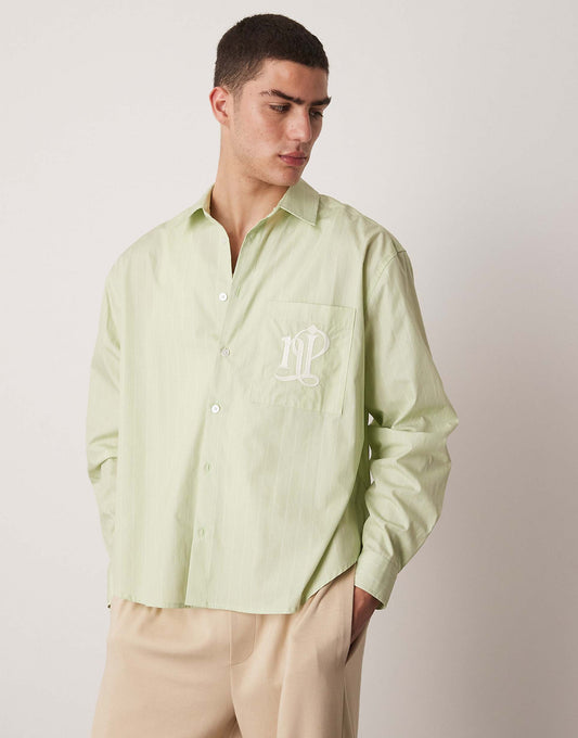 Oversized Striped Shirt With Embroidery