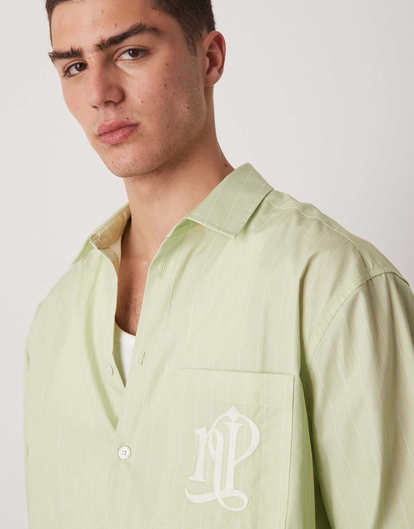 Oversized Striped Shirt With Embroidery