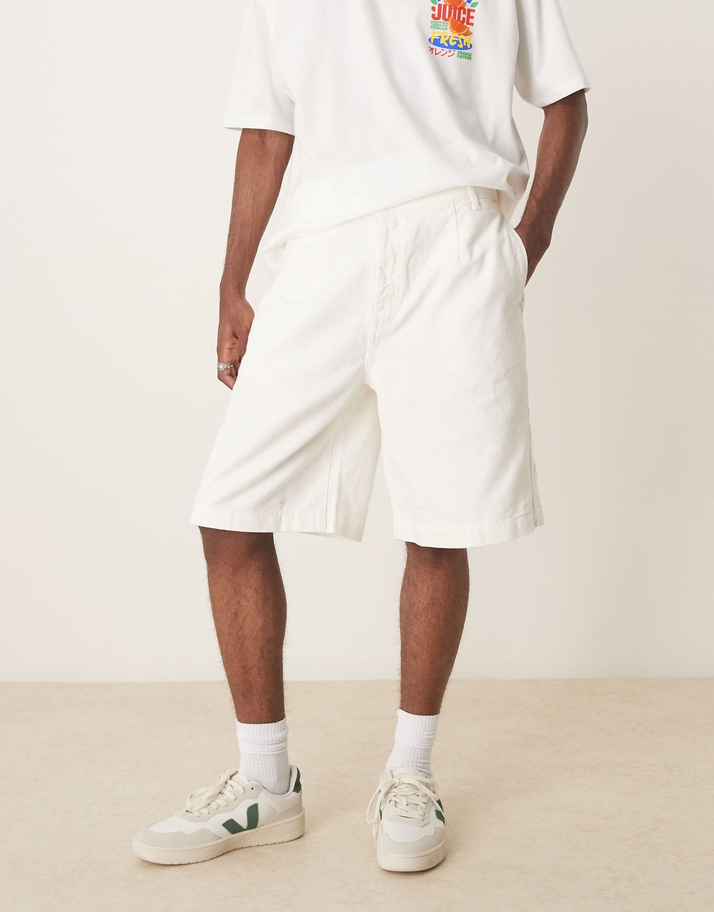 Long Length Jorts With Single Pleats