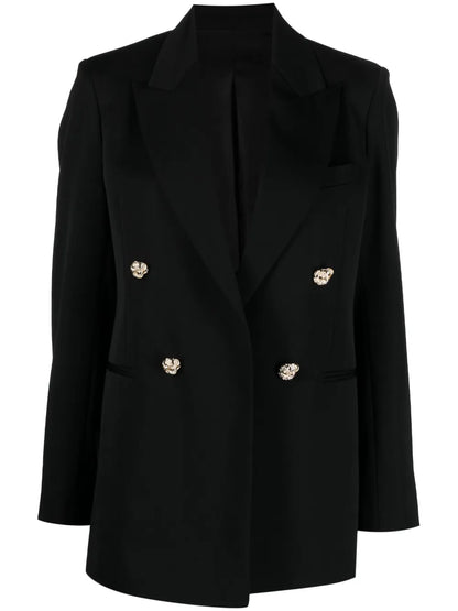 Jewel-Buttons Open-Front Blazer