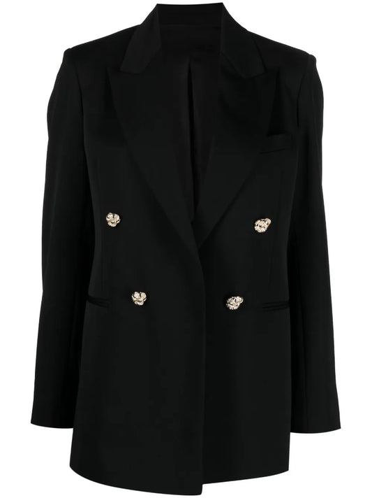 Jewel-Buttons Open-Front Blazer