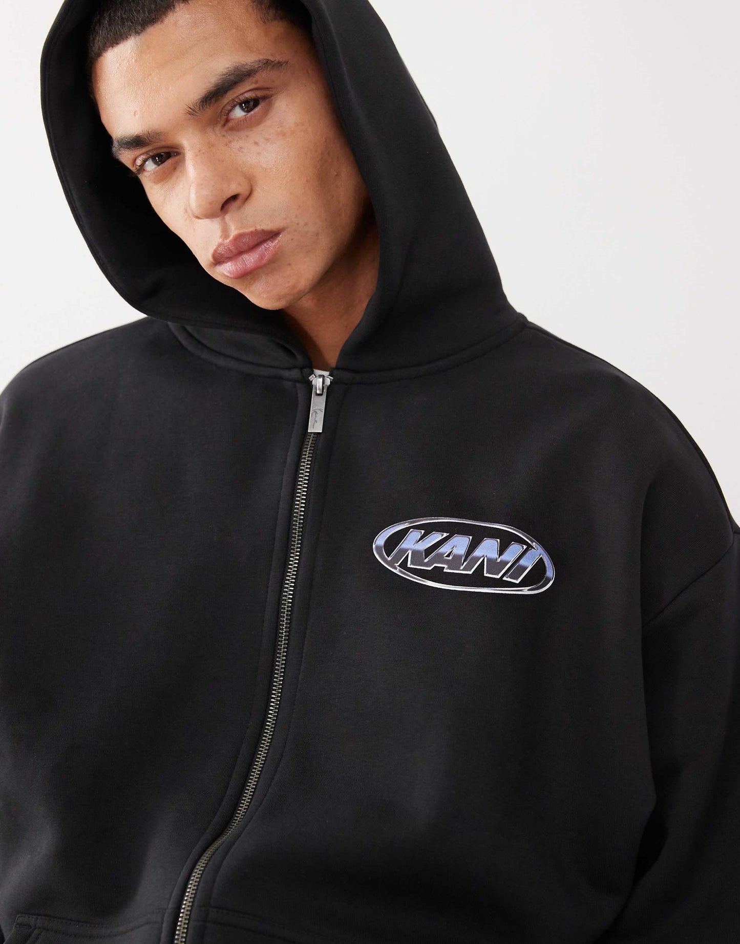 Signature Chrome Zip Through Logo Hoodie With Back Print