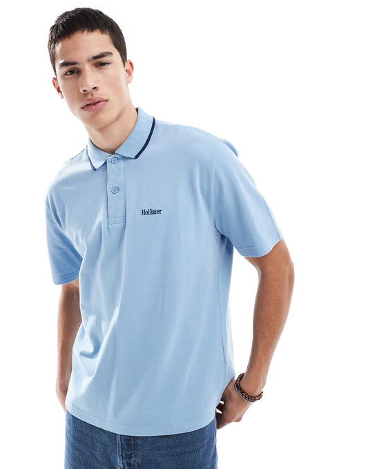 Logo Detail Polo Top With Contrast Seam Collar