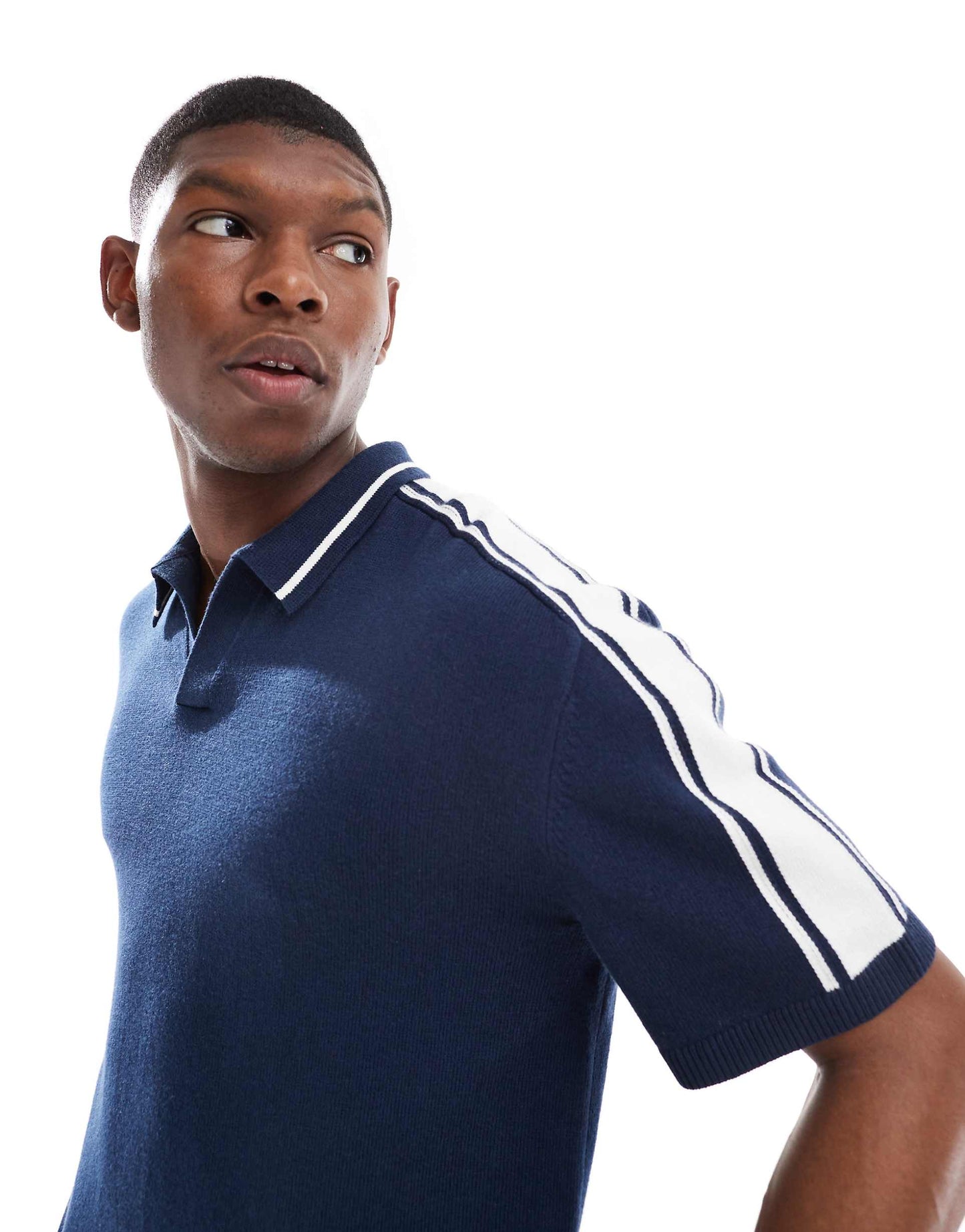 Knitted Contrast Collar Preppy Polo Top