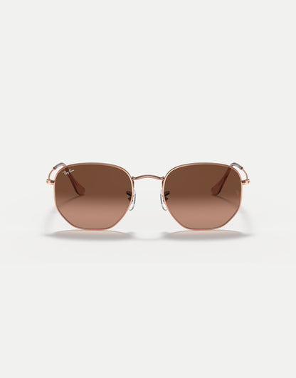 Hexagonal Flat Lenses Irregular Sunglasses With Brown Lens