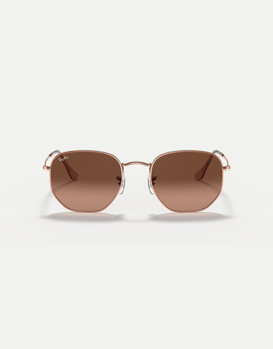 Hexagonal Flat Lenses Irregular Sunglasses With Brown Lens