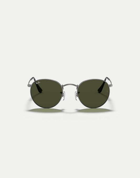 Round Metal Round Sunglasses With Green Lens