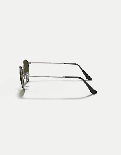 Round Metal Round Sunglasses With Green Lens