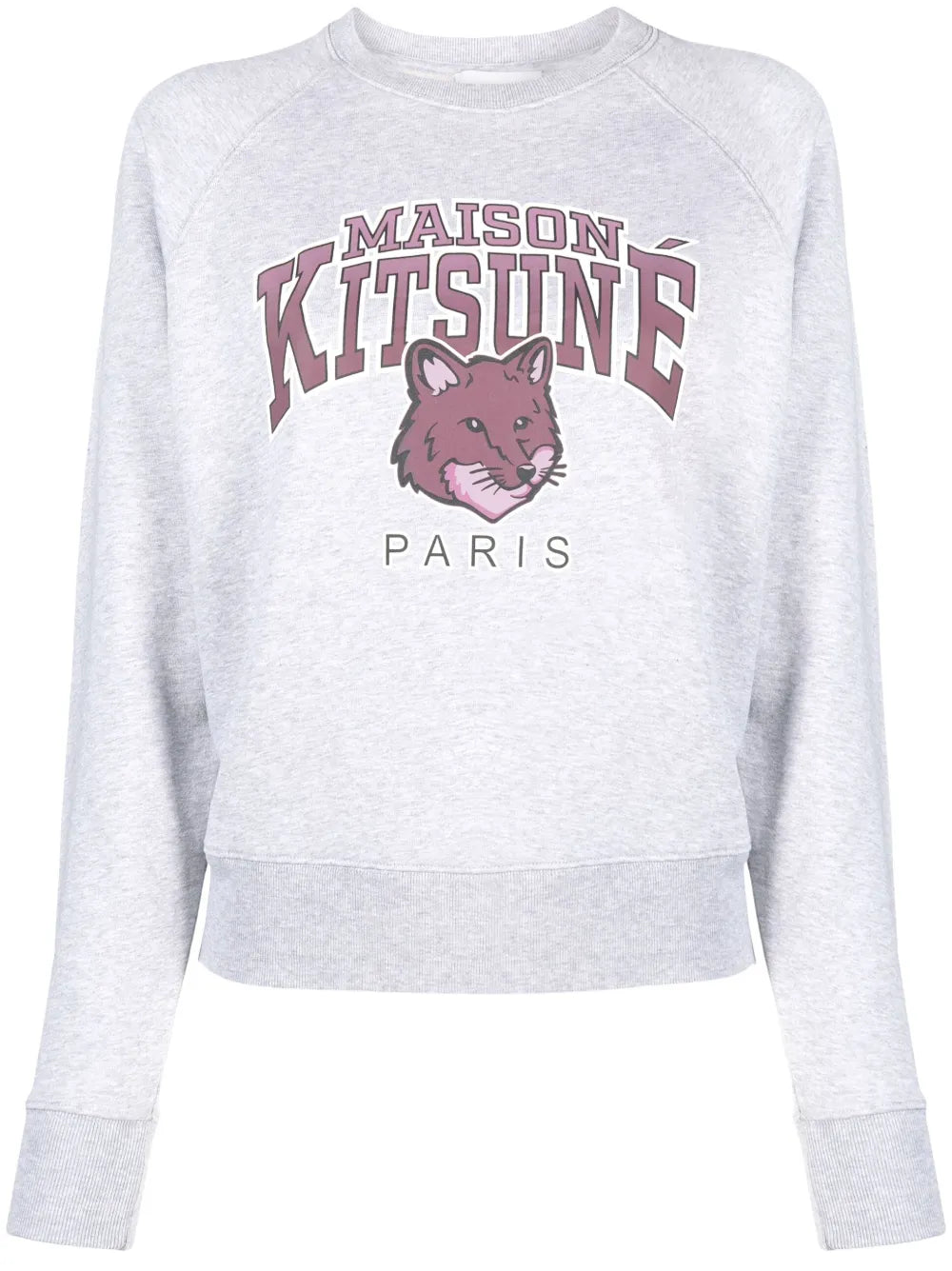 Fox-Motif Mélange-Effect Cotton Jumper