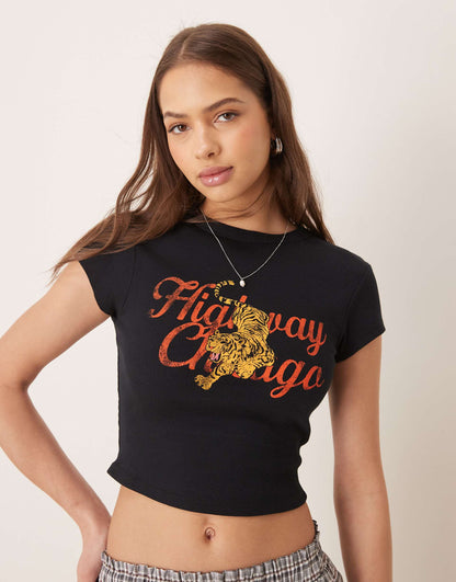 Baby Tee With Chicago Tiger Graphic