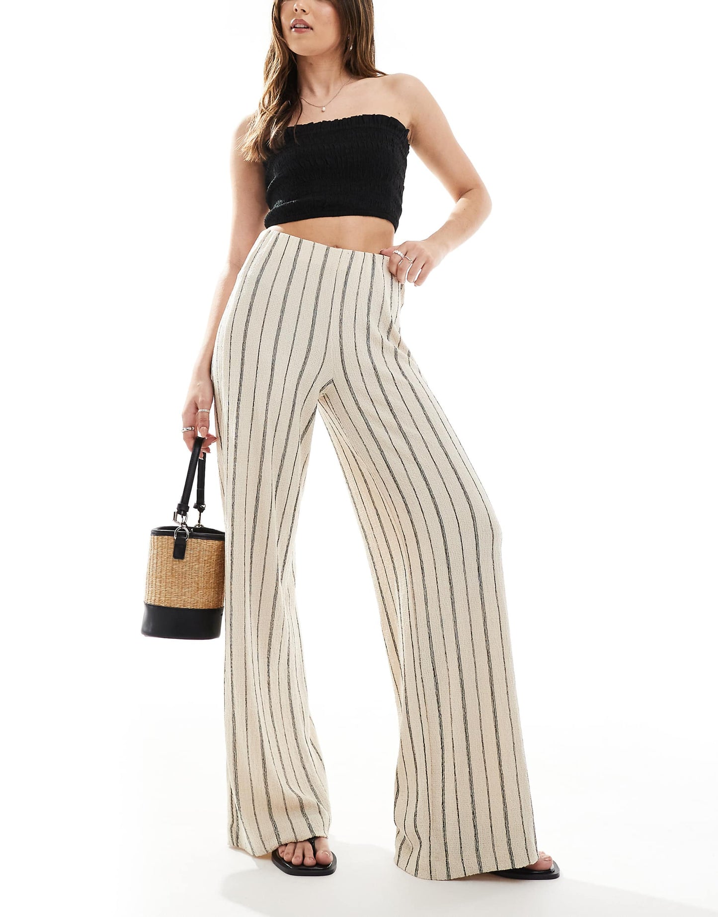 Crinkle Wide Leg Trousers