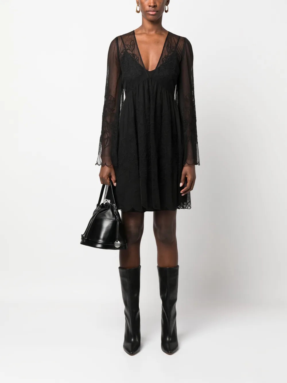 Layered Lace Flared Dress